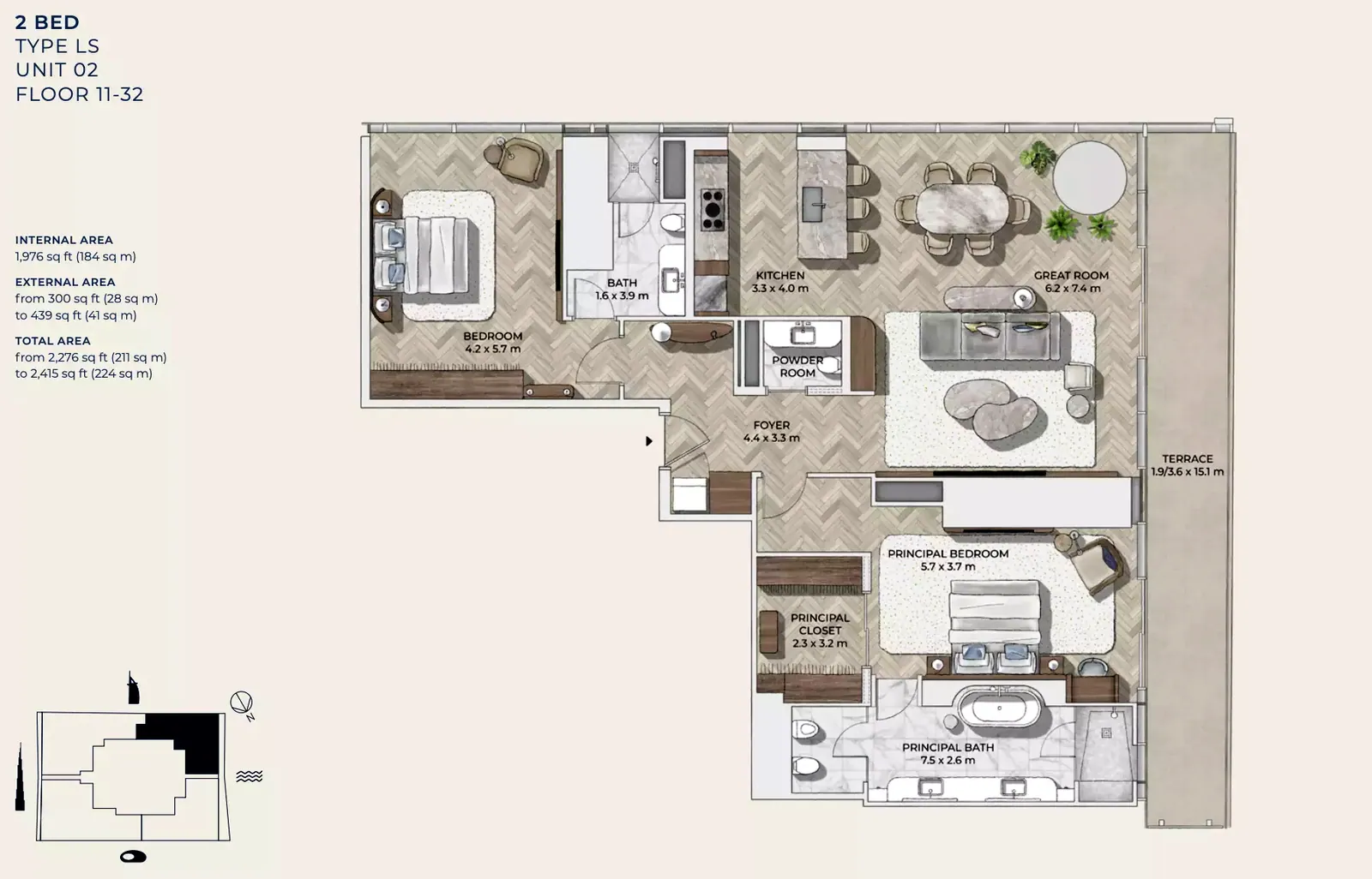 Mr. C Residences Downtown: floorplan, photo 9 of 12