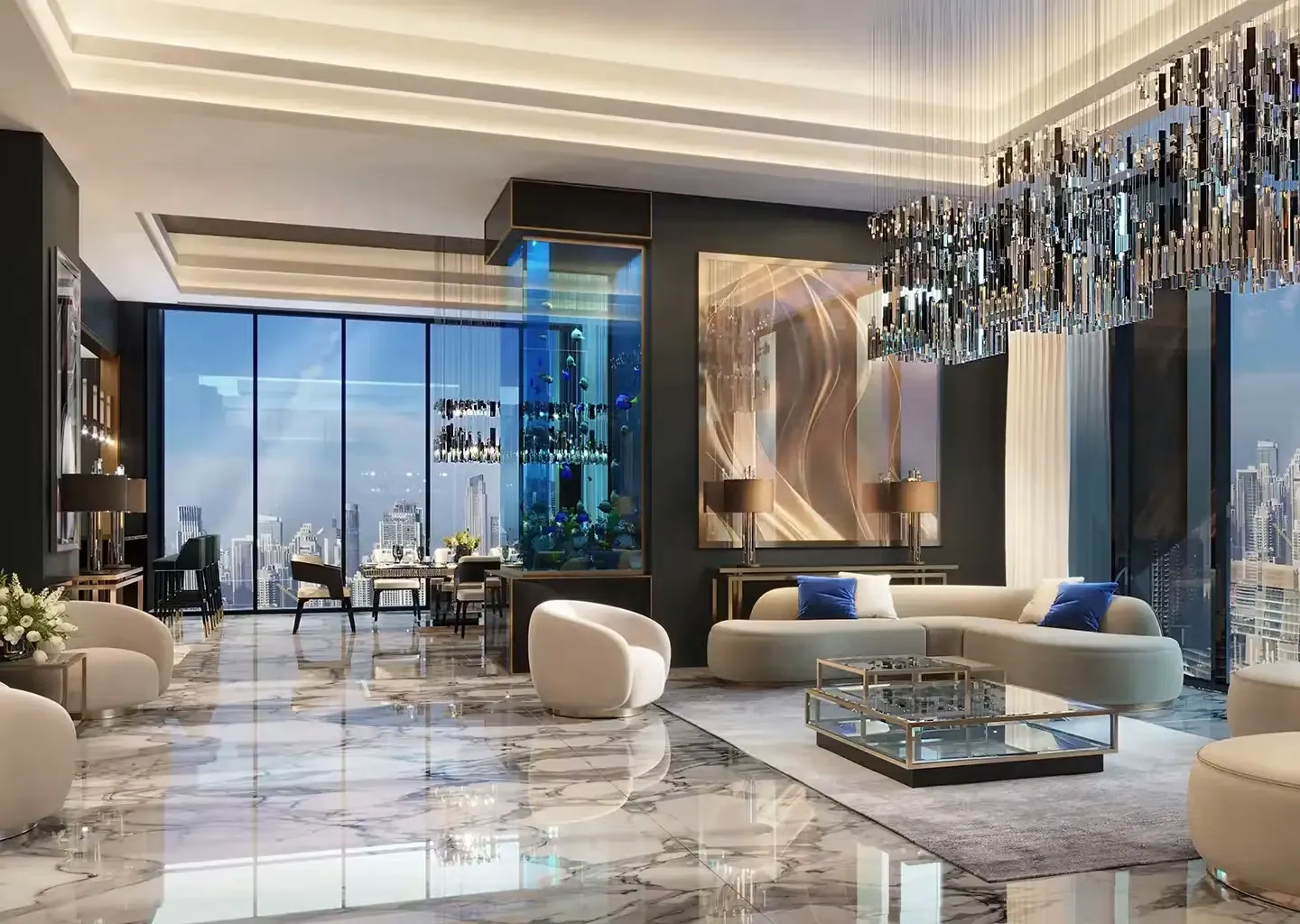 Burj Binghatti Jacob & Co Residences: interior living, photo 7 of 12