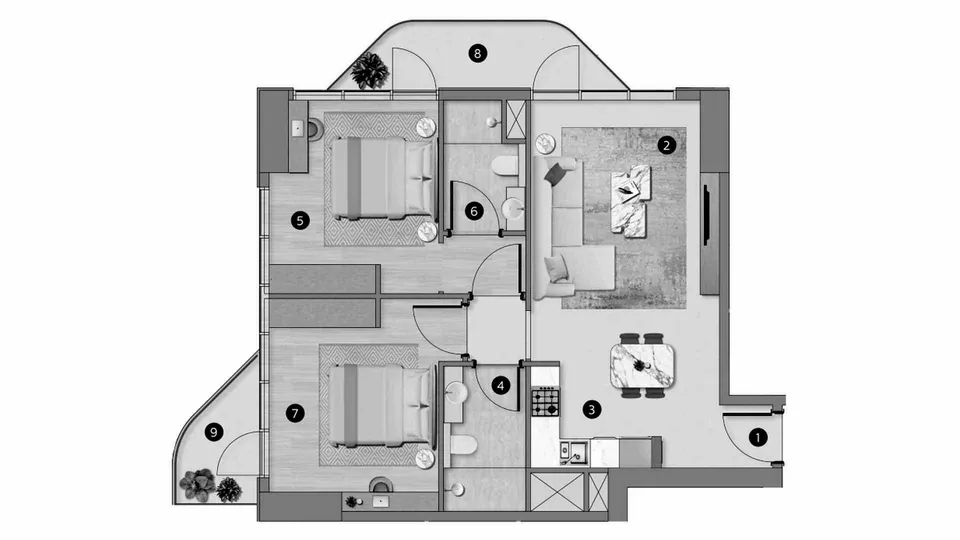 Flora Shore Beachfront Residences: floorplan, photo 11 of 12