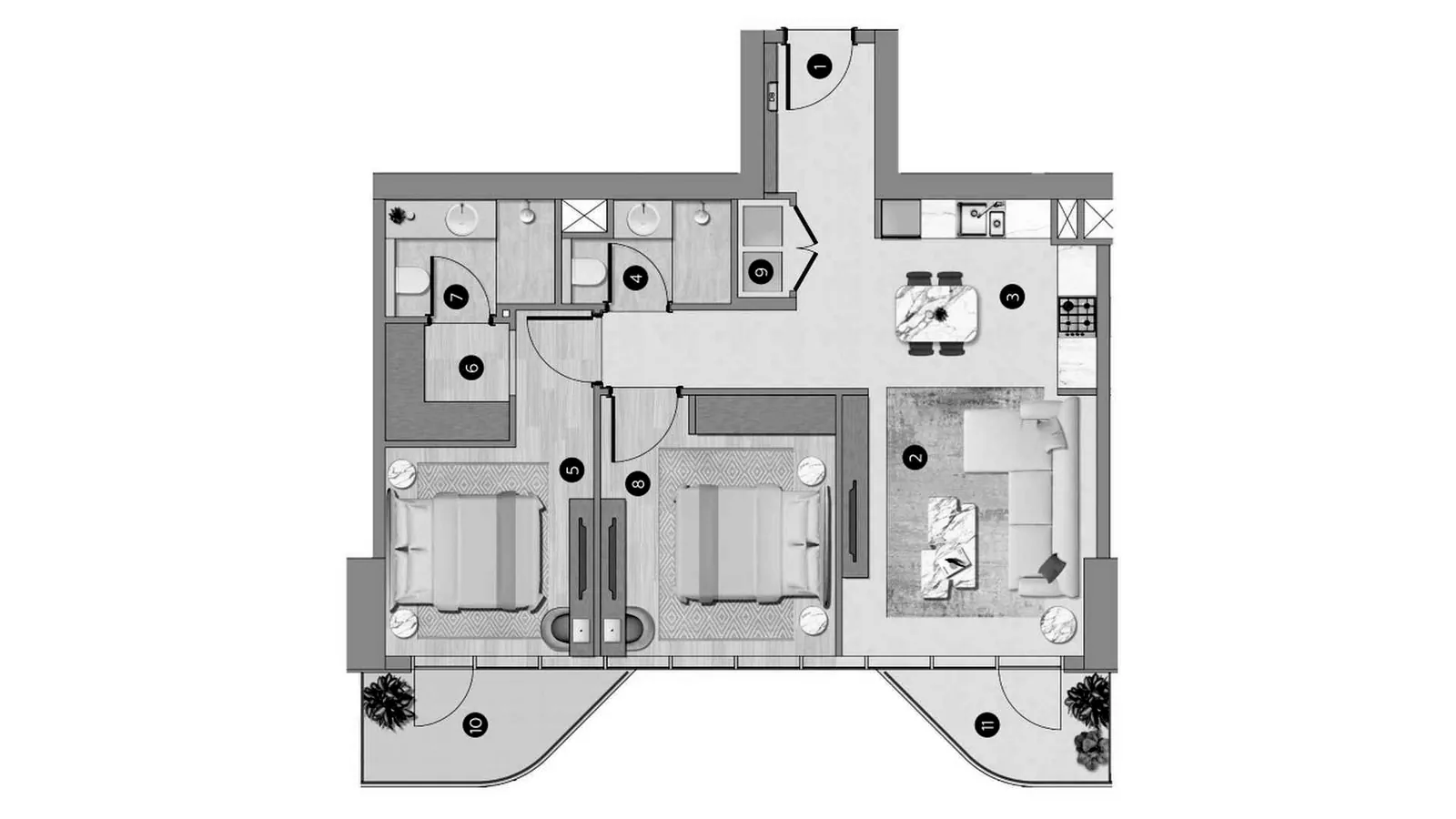 Flora Shore Beachfront Residences: floorplan, photo 12 of 12