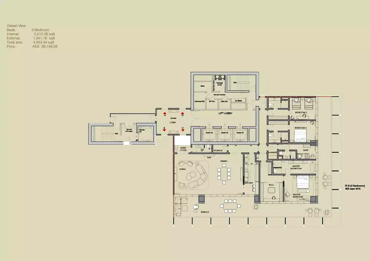 Four Seasons Private Residences at DIFC: floorplan, photo 7 of 7